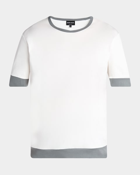 Giorgio Armani Men's Silk-Cotton Crew T-Shirt | Neiman Marcus