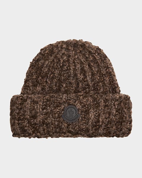 Men's Ribbed Wool Logo Beanie Hat