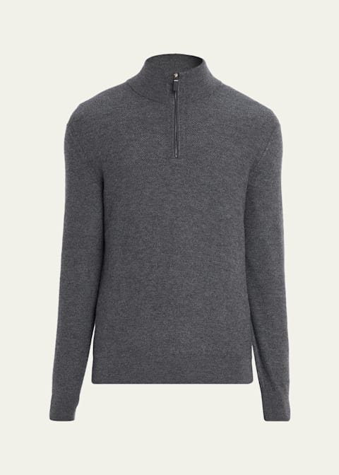 ZEGNA Men's Cashmere and Wool Chunky Knit V-Neck Sweater | Neiman