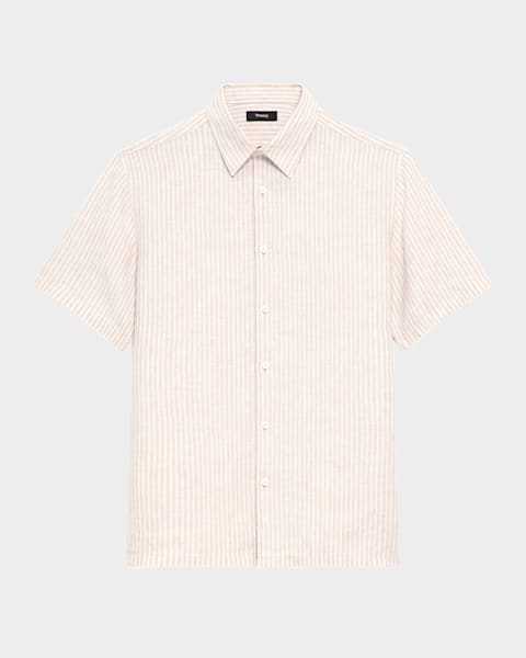 Theory Men's Irving Short Sleeve Shirt in Structure Knit | Neiman