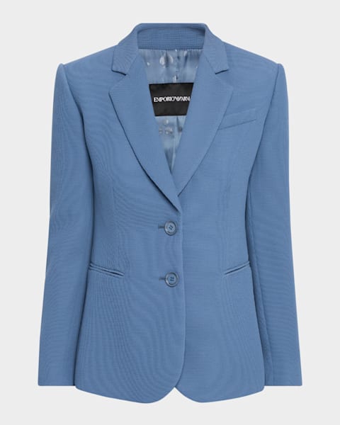 アウターその他 EMPORIO ARMANI Woman Blazer Gnawed Blue D4NL14D2013 915 Emporio Armani Single-Button Couture Cotton Blazer | Neiman