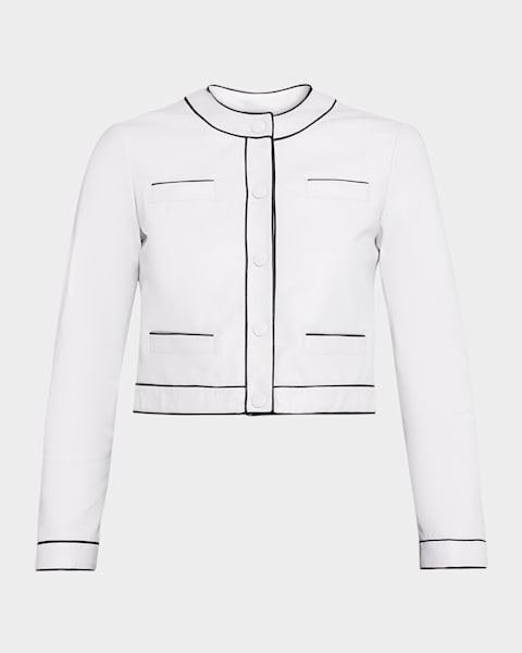 Emporio Armani Cropped Zip-Front Sequin Tweed Jacket