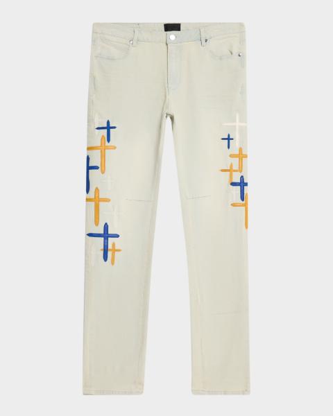 RTA Men's Clayton Distressed Paint-Splatter Jeans | Neiman Marcus