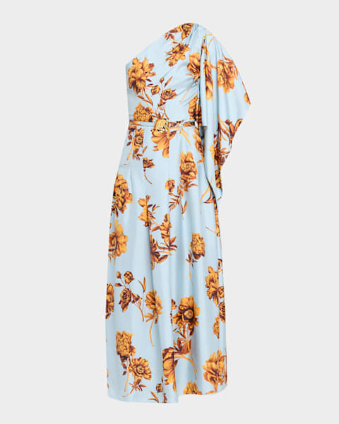 Short-Sleeve Orchid Jacquard Fit-&-Flare Mini Dress