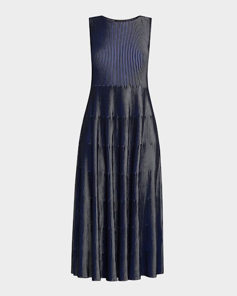 Giorgio Armani Draped Milano Stitch Midi Dress | Neiman Marcus