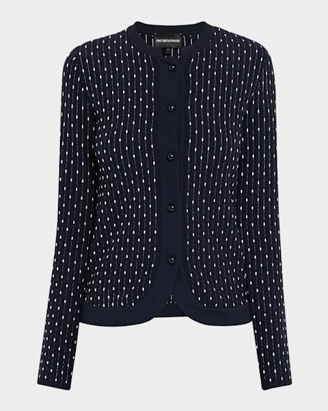 Emporio Armani Striped Button-Down Rib Knit Cardigan