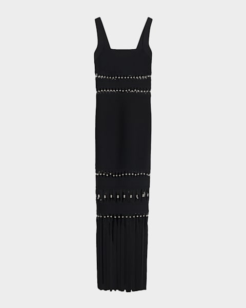 Herve Leger Alessandra Slash-Cutout Bandage Fringe Gown | Neiman Marcus