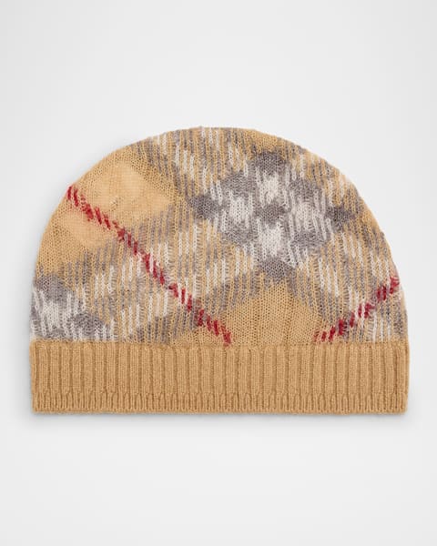 Kid's Toweling Check Beanie, Size S-M