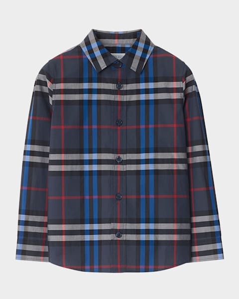 Burberry Boy's Johane Check Short Sleeve Polo Shirt, Size 3