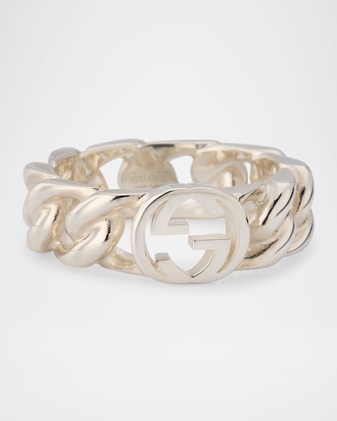 Gucci Men's Interlocking GG Sterling Silver Paisley Ring, Size