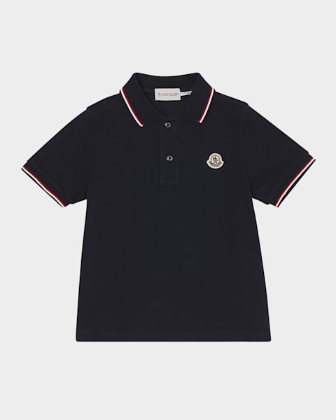 Moncler Boy's Stretch Cotton Pique Polo Shirt, Size 4-6 | Neiman