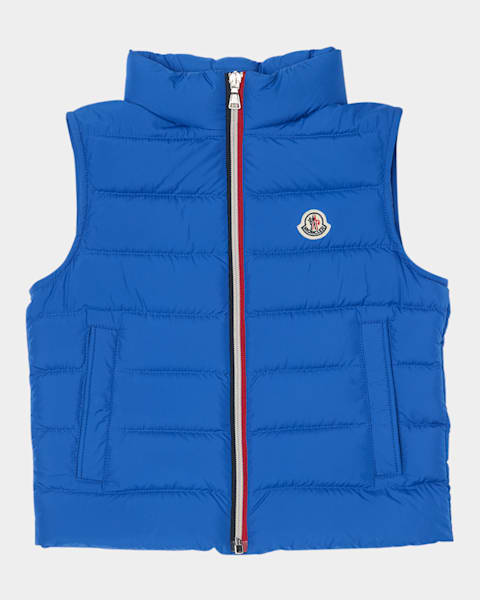 Moncler Boy's Ertavete Tricolor Zip Tape Vest, Size 4-6 | Neiman