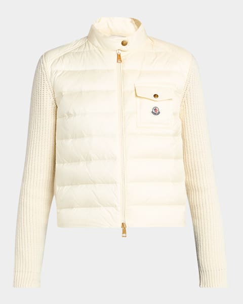 Moncler Quilted Nylon Zip-Up Cardigan | Neiman Marcus