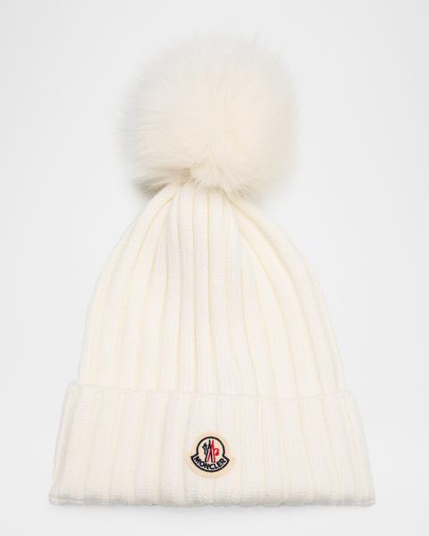 Moncler Ivory Ribbed Beanie Moncler Ribbed Knit Wool Beanie White – voilà.id main image 2
