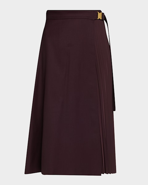 Vince Pleated Straight Pull-On Midi Skirt | Neiman Marcus