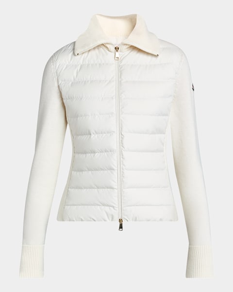 Moncler Quilted Nylon Zip-Up Cardigan | Neiman Marcus