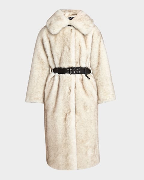 Theia Mink Faux Fur Reversible Short Coat | Neiman Marcus