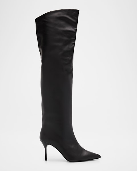 Givenchy Shark Lock Wide Leather Boots | Neiman Marcus