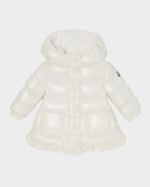 Moncler Girl's Odile A-Line Ruffle-Trim Coat, Size 12M-3