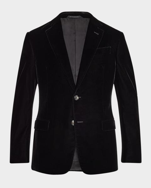 Emporio Armani Men's Houndstooth Velvet Dinner Jacket | Neiman Marcus