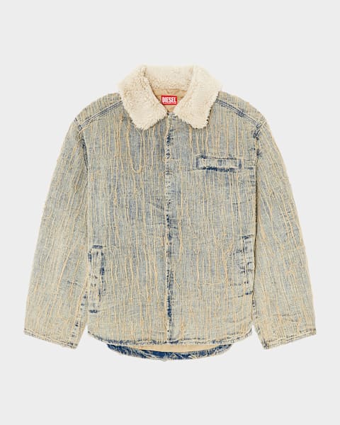 Dsquared2 Men's Denim Pinstripe Zip Jacket | Neiman Marcus
