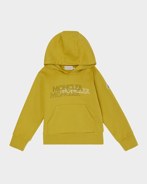 Moncler Girl's Embroidered Logo Appliqué Hoodie, Size 4-6 | Neiman