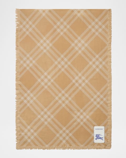 Burberry Wide EKD Check Wool Silk Scarf | Neiman Marcus
