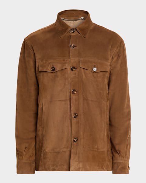 Isaia Men's Tan and Blue Gingham Check Sport Jacket | Neiman Marcus