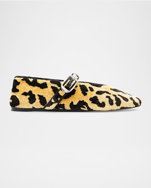 Sweetie Jane Leopard Calf Hair Red Sole Ballerina Flats 