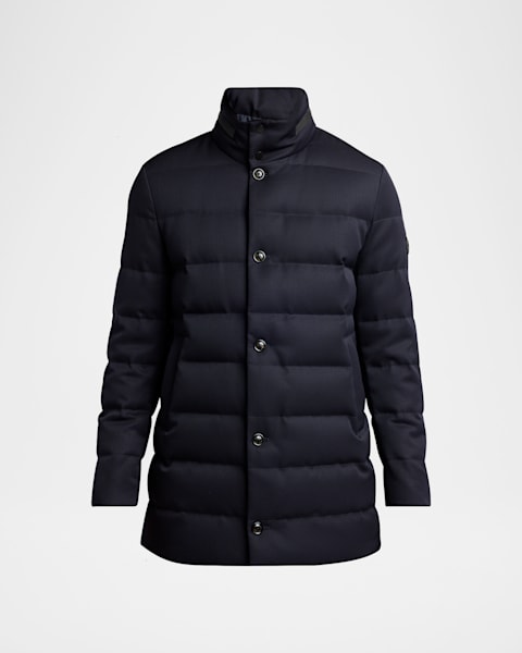 Moncler Men's Zip-Up Down Knit Combo Jacket | Neiman Marcus