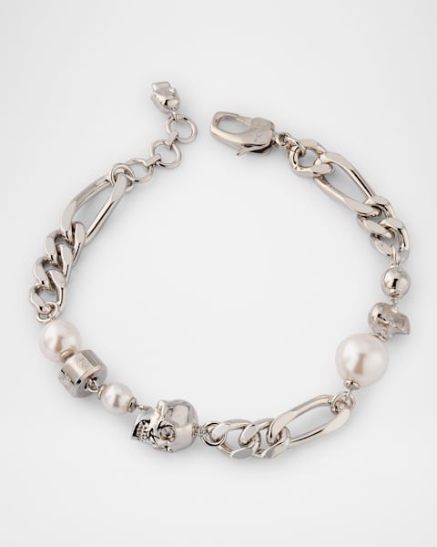 Men's Deco Chain Link Bracelet in Silver, 6.5mm
