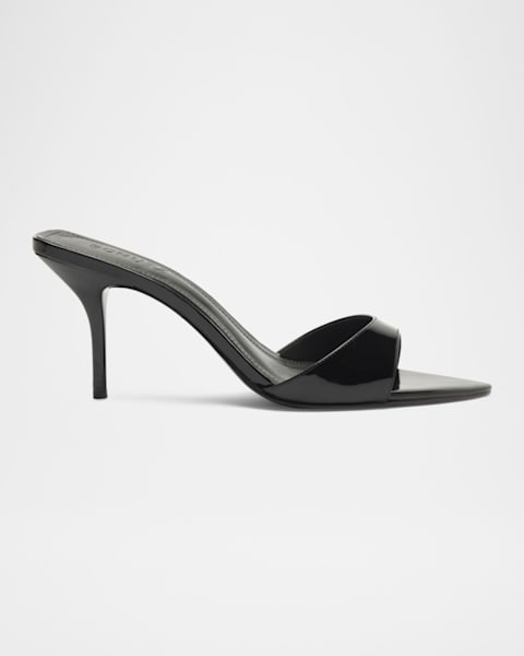 Dries Van Noten Shiny Leather Lucite-Wedge Mule Sandals