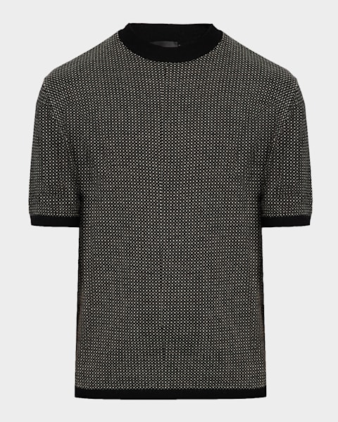 Giorgio Armani Men's Textured Knit Short-Sleeve Quarter-Zip Polo