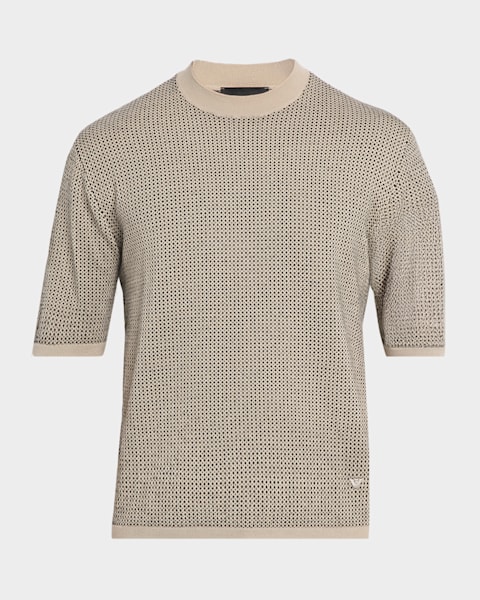 Emporio Armani Men's Grid Check Jacquard Quarter-Zip Sweater