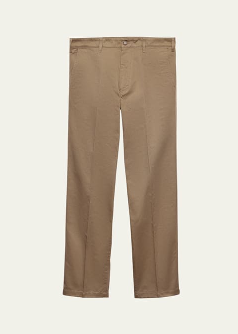 Prada Men's Wide-Leg Cotton Chino Pants | Neiman Marcus