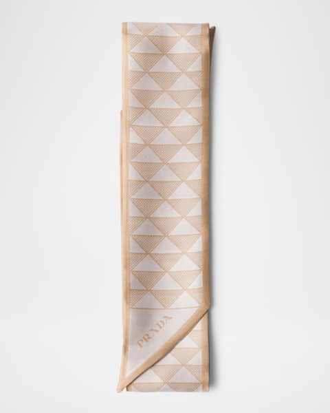 Prada Bloom Dots Printed Silk Twill Skinny Scarf | Neiman Marcus