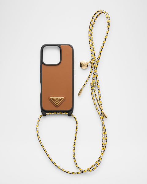 【人気】Prada Saffiano leather case for iPhone 16 Pro ケース Black Saffiano leather case for iPhone 16 Pro | PRADA