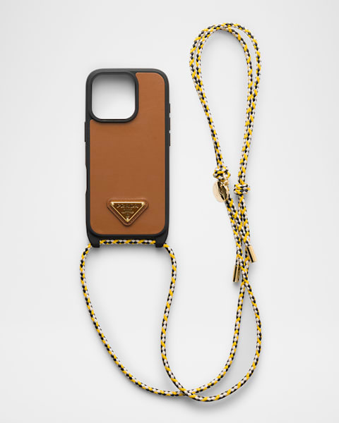 Prada iPhone 16 Pro Leather Shoulder Strap Phone Case