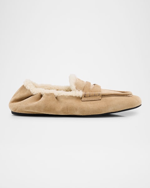 MIUMIU 26S LOAFERS IN TAN BROWN SUEDE WITH BOW