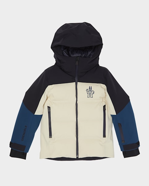 Moncler Girl's Bodette Puffer Jacket W/ Dyed Shearling Hood, Size