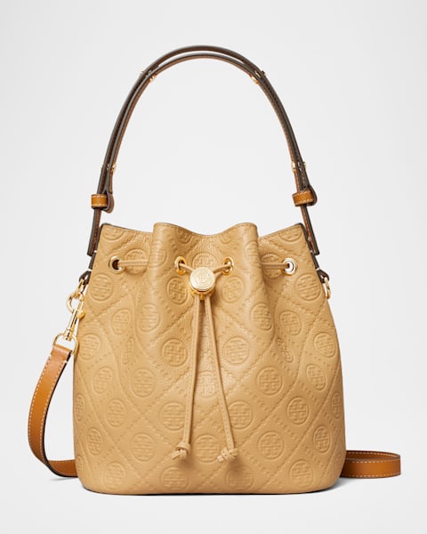 Tory Burch ハンドバッグ 紐付き Tory Burch T Monogram Raffia Bucket Bag | Neiman Marcus