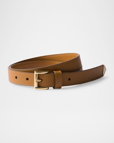 Prada Saffiano Leather Belt With Flap Pouch | Neiman Marcus