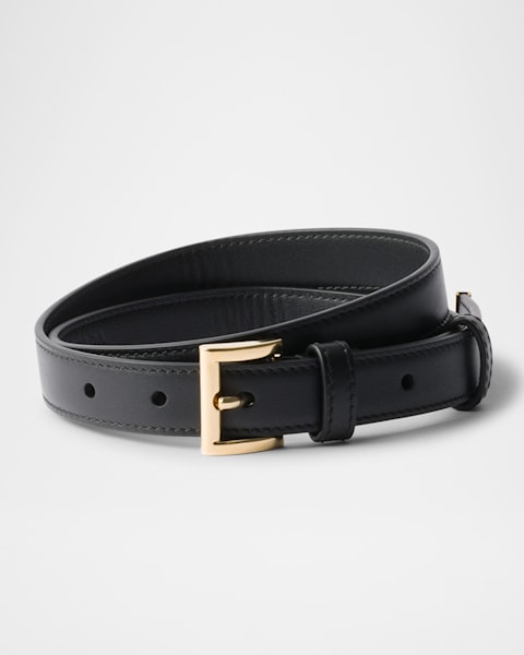 Prada Studded Calf Leather Belt | Neiman Marcus