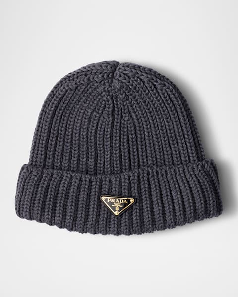 Prada Wool Knit Logo Beanie | Neiman Marcus