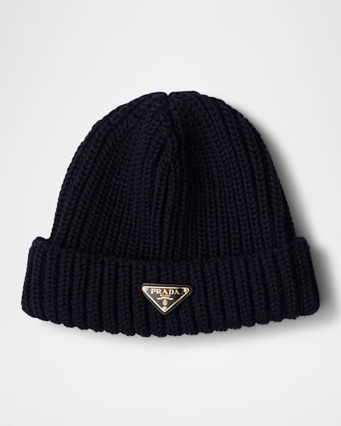 Prada Melange Wool Rib Beanie | Neiman Marcus