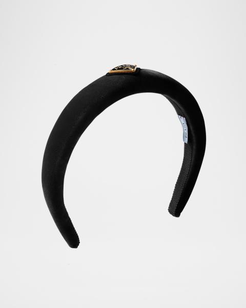 Prada Triangle Logo Padded Re-Nylon Headband | Neiman Marcus