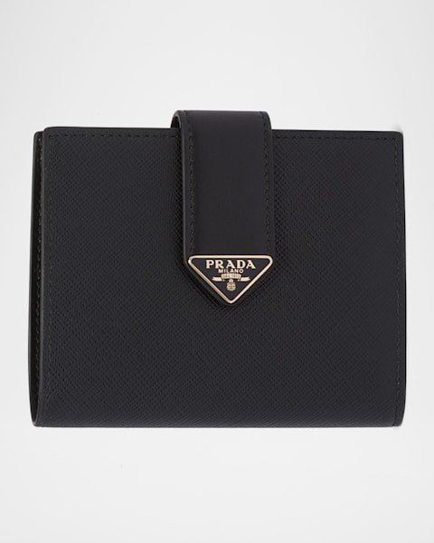 Prada Men's Vitello Daino Triangolo Bifold Wallet | Neiman Marcus