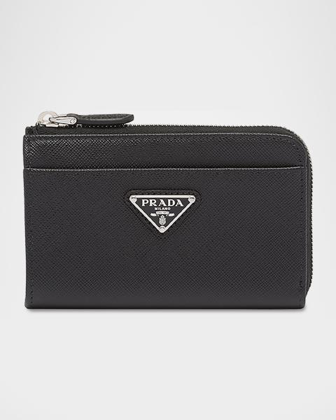 Prada Leather Card Case with Key Ring | Neiman Marcus