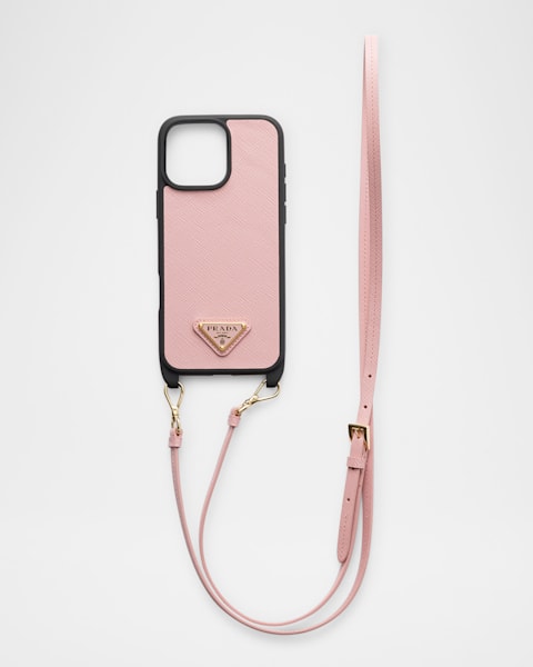 PRADA◆SAFFIANO LEATHER STRAP PHONE CASE POUCH スマホ Black Saffiano Leather Smartphone Case | PRADA