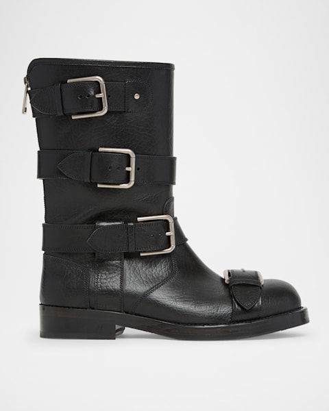La Canadienne Leather Dual-Zip Chunky Ankle Booties | Neiman Marcus